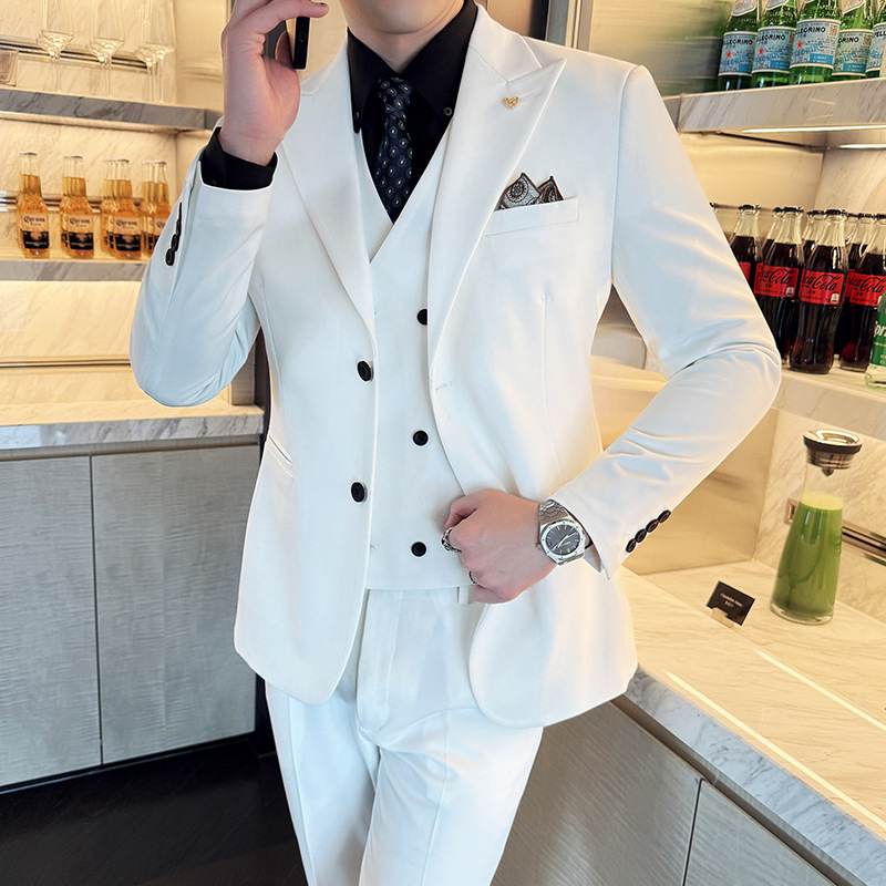 Men Formal Wear For Dinner - White Mens Suits 3 Pieces Slim