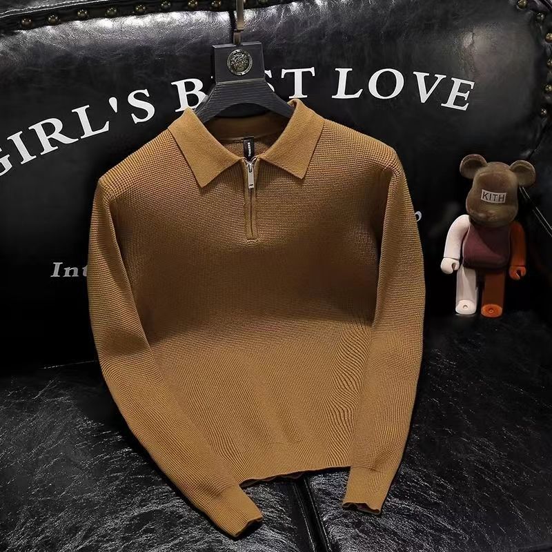 Men Formal Wear Coat - Men's Stylish Zipper Design Knitted Polo