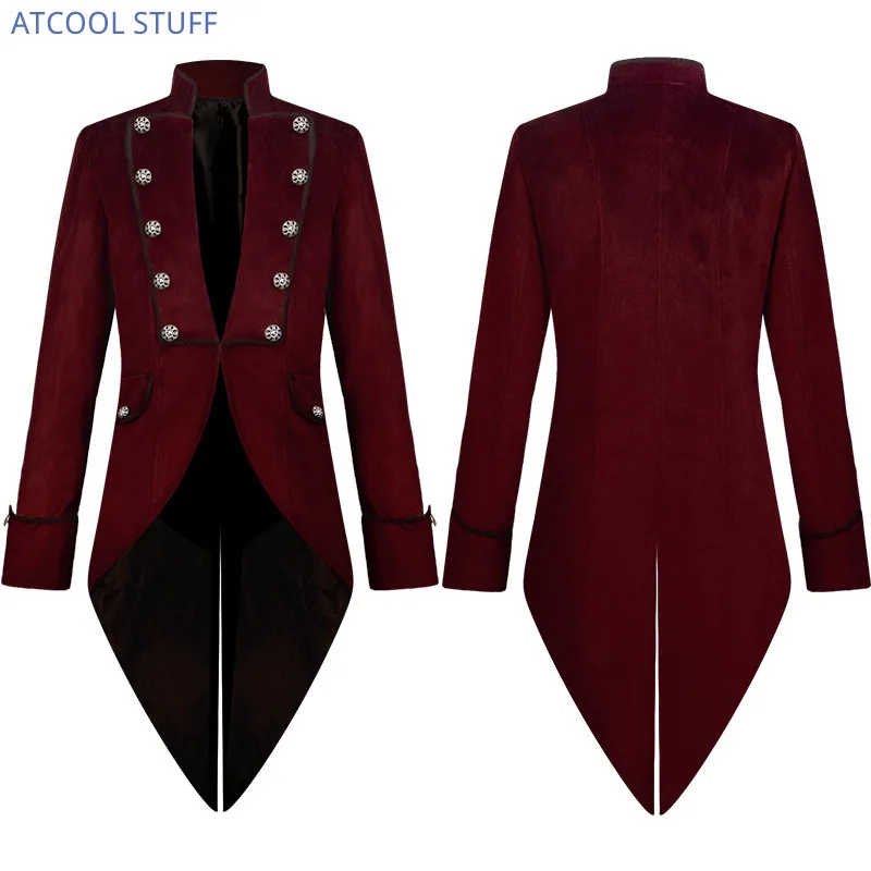 Men Formal Wear Coat - Classic Velet TailCoat Medieval Jacket Long