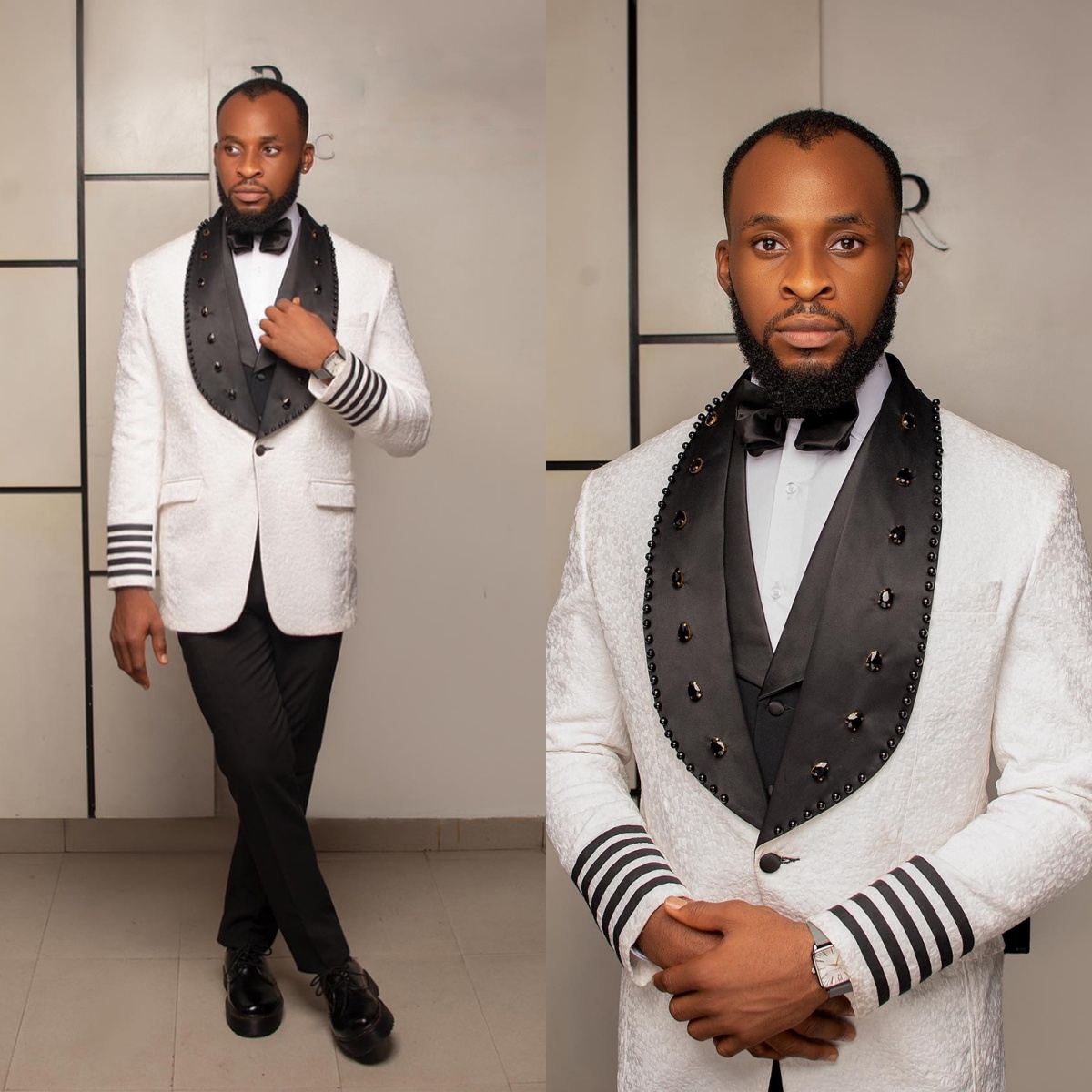 Men Formal Wear For Dinner - Customized Men Wedding Tuxedos Floral Pattern