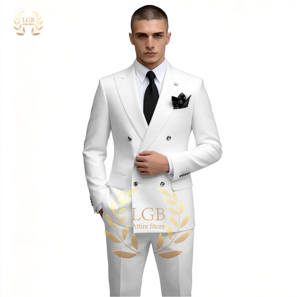 Men's White Double Breasted Su - đánh giá và giá Men Formal Wear For Dinner