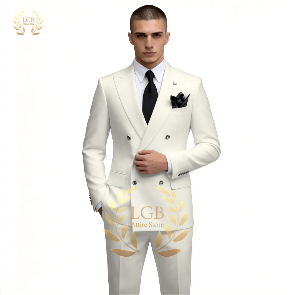 Men's White Double Breasted Su - đánh giá và giá Men Formal Wear For Dinner