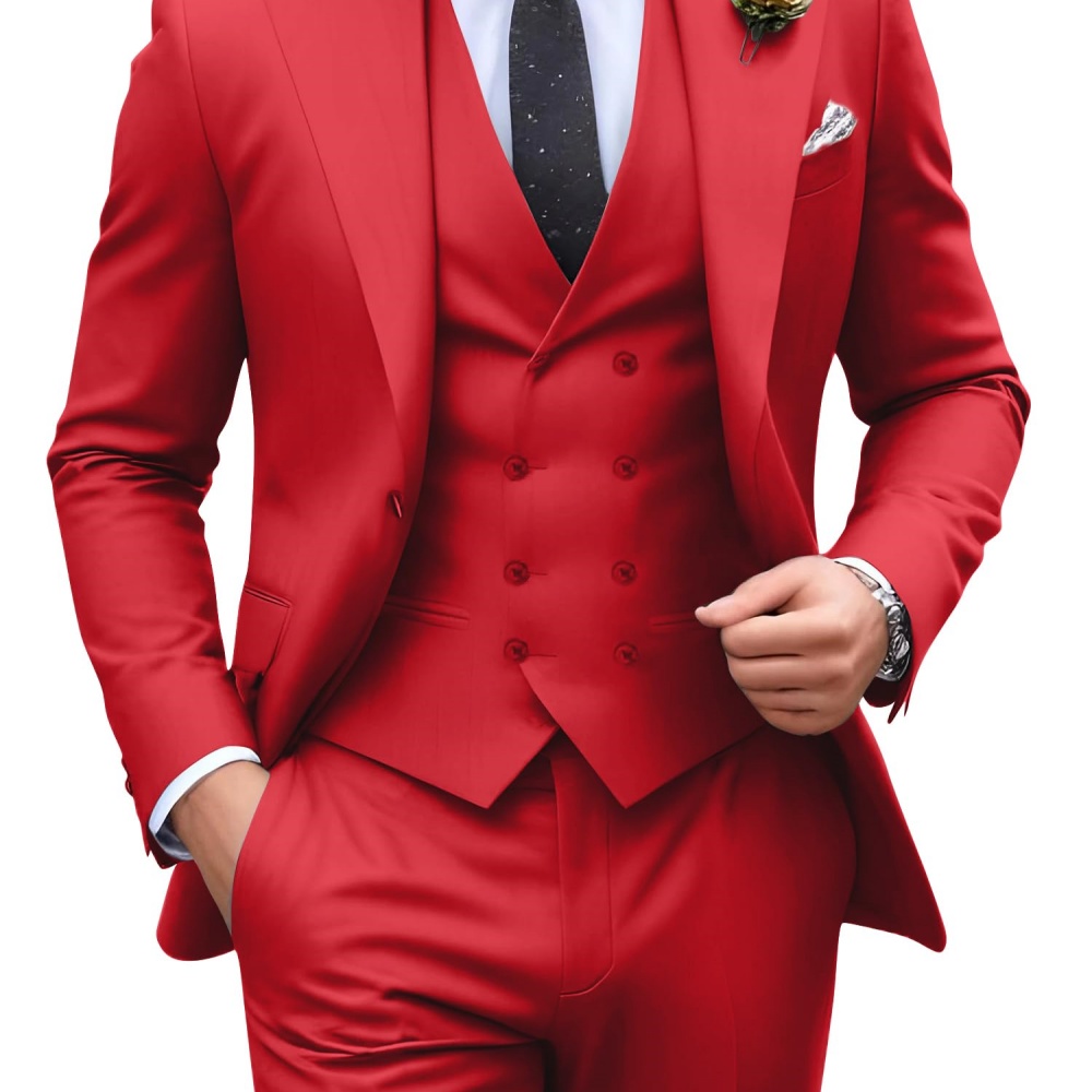 3 Pieces Solid Color Men Suits - đánh giá và giá Men Formal Wear For Wedding