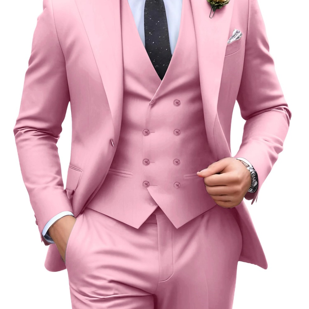 3 Pieces Solid Color Men Suits - đánh giá và giá Men Formal Wear For Wedding