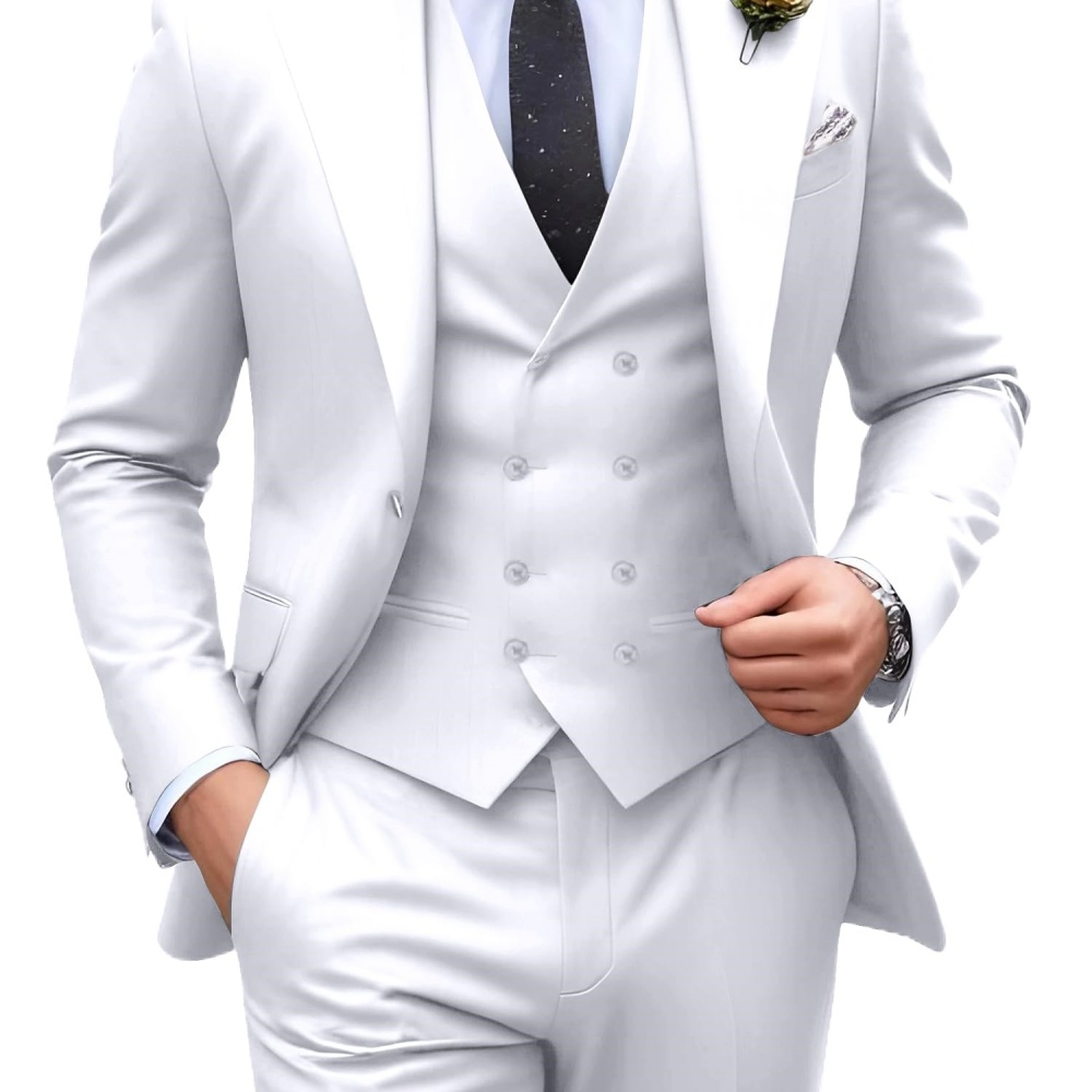3 Pieces Solid Color Men Suits - đánh giá và giá Men Formal Wear For Wedding