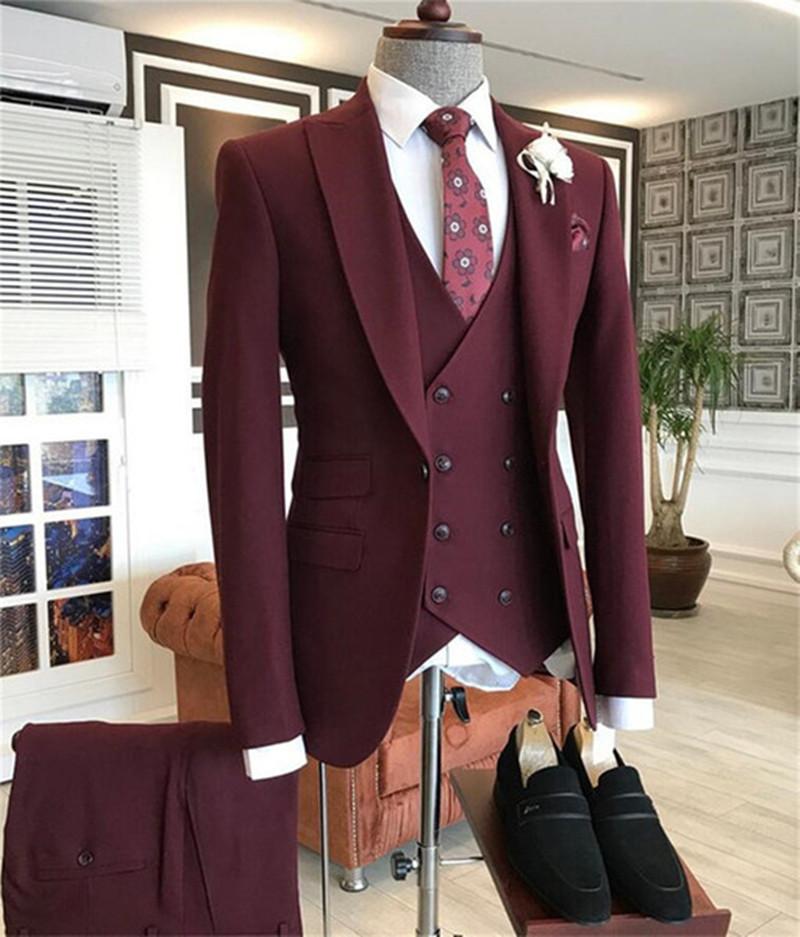 2021 Burgundy Đôi Áo Vest Tran - đánh giá và giá Men Formal Wear For Wedding