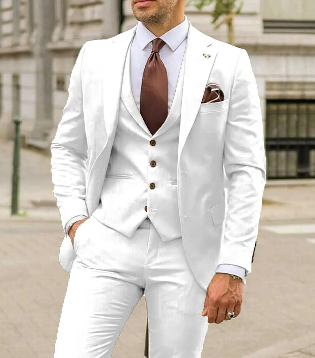 Notch Lapel Men Suits Slim Fit - đánh giá và giá Men Formal Wear For Dinner